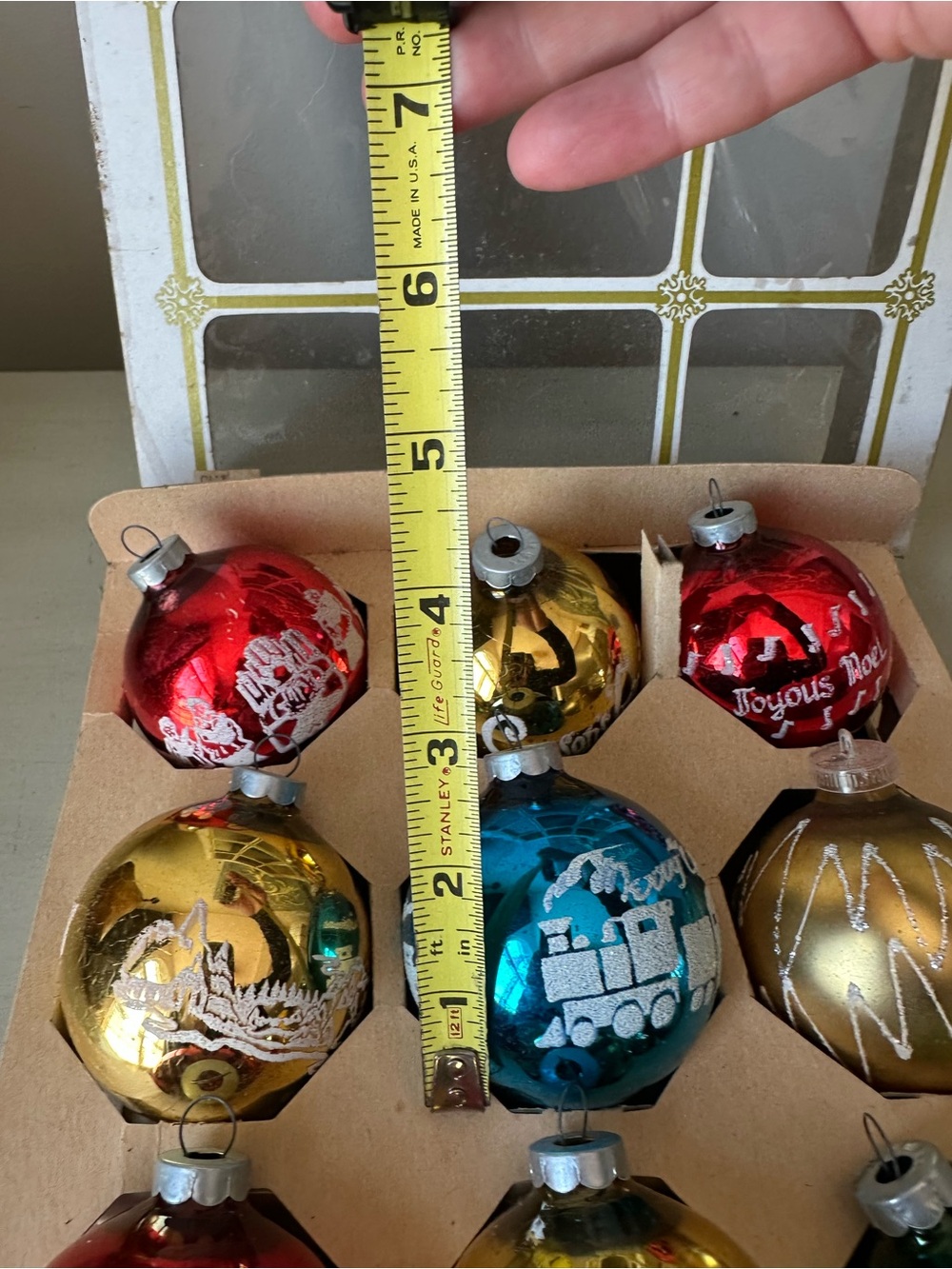 Vintage stenciled glass Christmas ornaments full box shiny brite like - Picture 10 of 12